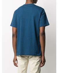 dunkelblaues bedrucktes T-Shirt mit einem Rundhalsausschnitt von Barbour By Steve Mc Queen