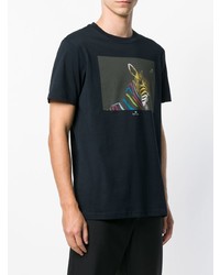 dunkelblaues bedrucktes T-Shirt mit einem Rundhalsausschnitt von Ps By Paul Smith