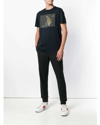 dunkelblaues bedrucktes T-Shirt mit einem Rundhalsausschnitt von Ps By Paul Smith