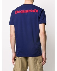 dunkelblaues bedrucktes T-Shirt mit einem Rundhalsausschnitt von DSQUARED2