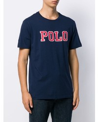 dunkelblaues bedrucktes T-Shirt mit einem Rundhalsausschnitt von Polo Ralph Lauren