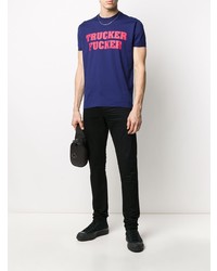 dunkelblaues bedrucktes T-Shirt mit einem Rundhalsausschnitt von DSQUARED2