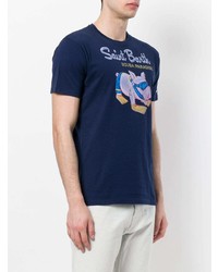 dunkelblaues bedrucktes T-Shirt mit einem Rundhalsausschnitt von MC2 Saint Barth