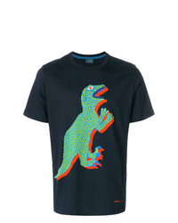 dunkelblaues bedrucktes T-Shirt mit einem Rundhalsausschnitt von Ps By Paul Smith