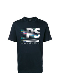 dunkelblaues bedrucktes T-Shirt mit einem Rundhalsausschnitt von Ps By Paul Smith