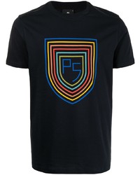 dunkelblaues bedrucktes T-Shirt mit einem Rundhalsausschnitt von PS Paul Smith