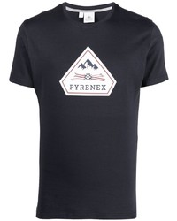 dunkelblaues bedrucktes T-Shirt mit einem Rundhalsausschnitt von Pyrenex