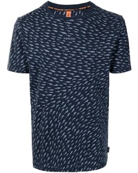 dunkelblaues bedrucktes T-Shirt mit einem Rundhalsausschnitt von Raeburn