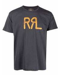 dunkelblaues bedrucktes T-Shirt mit einem Rundhalsausschnitt von Ralph Lauren RRL