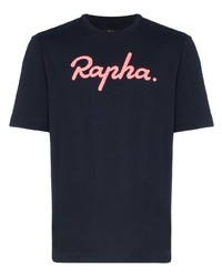 dunkelblaues bedrucktes T-Shirt mit einem Rundhalsausschnitt von Rapha