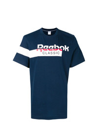 dunkelblaues bedrucktes T-Shirt mit einem Rundhalsausschnitt von Reebok