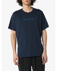 dunkelblaues bedrucktes T-Shirt mit einem Rundhalsausschnitt von Arc'teryx