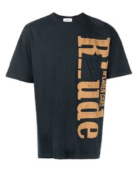 dunkelblaues bedrucktes T-Shirt mit einem Rundhalsausschnitt von Rhude