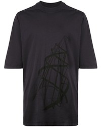dunkelblaues bedrucktes T-Shirt mit einem Rundhalsausschnitt von Rick Owens DRKSHDW