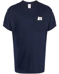 dunkelblaues bedrucktes T-Shirt mit einem Rundhalsausschnitt von RIPNDIP