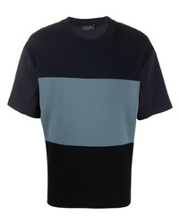 dunkelblaues bedrucktes T-Shirt mit einem Rundhalsausschnitt von Roberto Collina
