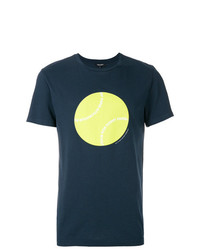 dunkelblaues bedrucktes T-Shirt mit einem Rundhalsausschnitt von Ron Dorff