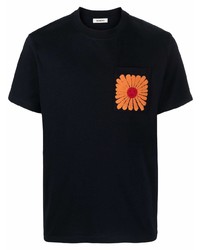 dunkelblaues bedrucktes T-Shirt mit einem Rundhalsausschnitt von Sandro