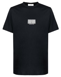 dunkelblaues bedrucktes T-Shirt mit einem Rundhalsausschnitt von Sandro Paris