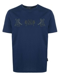dunkelblaues bedrucktes T-Shirt mit einem Rundhalsausschnitt von Shanghai Tang