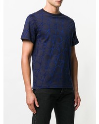 dunkelblaues bedrucktes T-Shirt mit einem Rundhalsausschnitt von Golden Goose Deluxe Brand