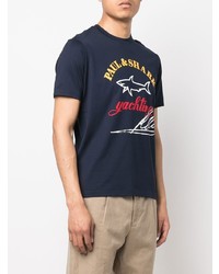 dunkelblaues bedrucktes T-Shirt mit einem Rundhalsausschnitt von Paul & Shark