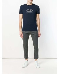 dunkelblaues bedrucktes T-Shirt mit einem Rundhalsausschnitt von CP Company