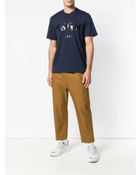 dunkelblaues bedrucktes T-Shirt mit einem Rundhalsausschnitt von MSGM