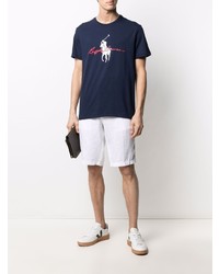 dunkelblaues bedrucktes T-Shirt mit einem Rundhalsausschnitt von Polo Ralph Lauren