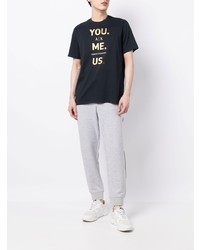 dunkelblaues bedrucktes T-Shirt mit einem Rundhalsausschnitt von Armani Exchange