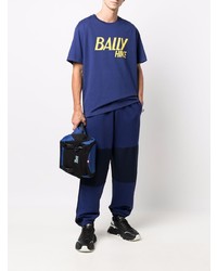 dunkelblaues bedrucktes T-Shirt mit einem Rundhalsausschnitt von Bally