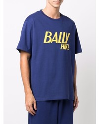 dunkelblaues bedrucktes T-Shirt mit einem Rundhalsausschnitt von Bally