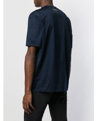 dunkelblaues bedrucktes T-Shirt mit einem Rundhalsausschnitt von Lanvin