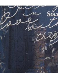 dunkelblaues bedrucktes T-Shirt mit einem Rundhalsausschnitt von SOCCX