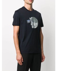 dunkelblaues bedrucktes T-Shirt mit einem Rundhalsausschnitt von Emporio Armani