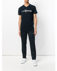 dunkelblaues bedrucktes T-Shirt mit einem Rundhalsausschnitt von Plein Sport