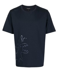 dunkelblaues bedrucktes T-Shirt mit einem Rundhalsausschnitt von SPORT b. by agnès b.