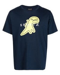 dunkelblaues bedrucktes T-Shirt mit einem Rundhalsausschnitt von SPORT b. by agnès b.
