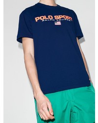 dunkelblaues bedrucktes T-Shirt mit einem Rundhalsausschnitt von Polo Ralph Lauren