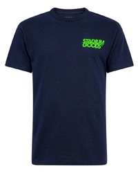 dunkelblaues bedrucktes T-Shirt mit einem Rundhalsausschnitt von Stadium Goods