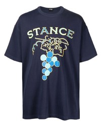 dunkelblaues bedrucktes T-Shirt mit einem Rundhalsausschnitt von Stance