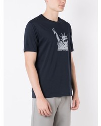 dunkelblaues bedrucktes T-Shirt mit einem Rundhalsausschnitt von Armani Exchange