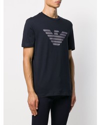 dunkelblaues bedrucktes T-Shirt mit einem Rundhalsausschnitt von Emporio Armani