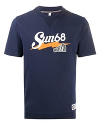 dunkelblaues bedrucktes T-Shirt mit einem Rundhalsausschnitt von Sun 68