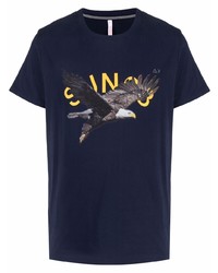 dunkelblaues bedrucktes T-Shirt mit einem Rundhalsausschnitt von Sun 68