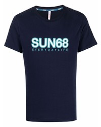 dunkelblaues bedrucktes T-Shirt mit einem Rundhalsausschnitt von Sun 68