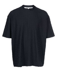dunkelblaues bedrucktes T-Shirt mit einem Rundhalsausschnitt von Sunnei
