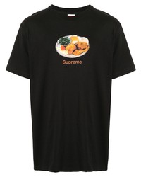 dunkelblaues bedrucktes T-Shirt mit einem Rundhalsausschnitt von Supreme