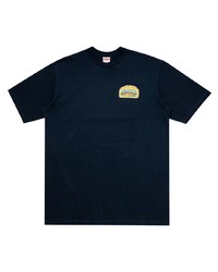 dunkelblaues bedrucktes T-Shirt mit einem Rundhalsausschnitt von Supreme