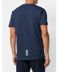 dunkelblaues bedrucktes T-Shirt mit einem Rundhalsausschnitt von Ea7 Emporio Armani